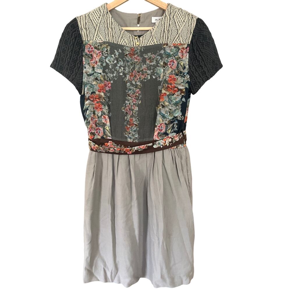 Anthropologie Ailanto Gray Floral Mixed Material Midi Dress 4